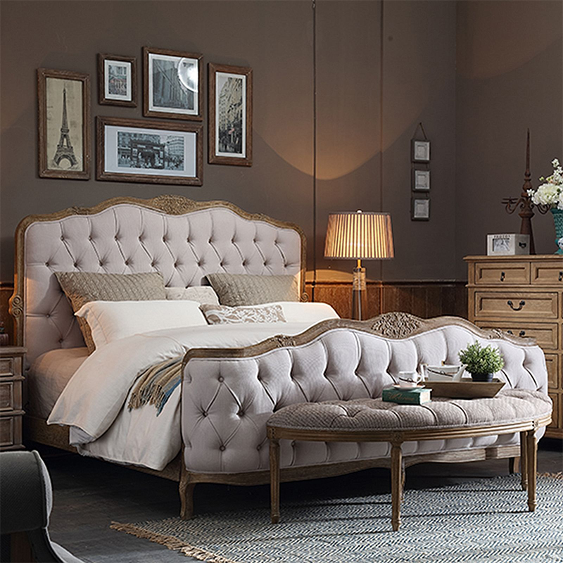 Corbeille Tufted Queen Bed, French Linen