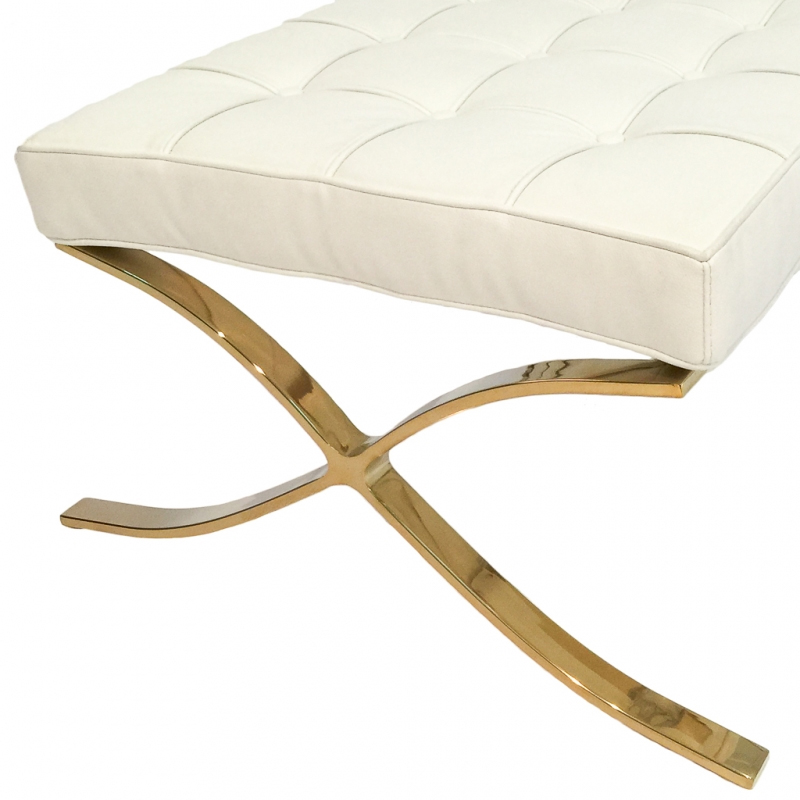 European style bed foot white top leather stool