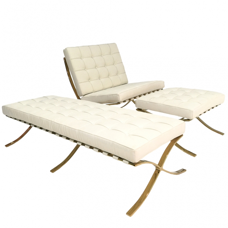 European style bed foot white top leather stool