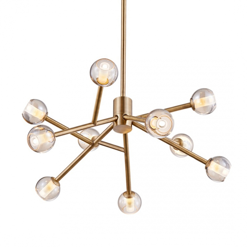 Modern metal branched glass globe chandelier