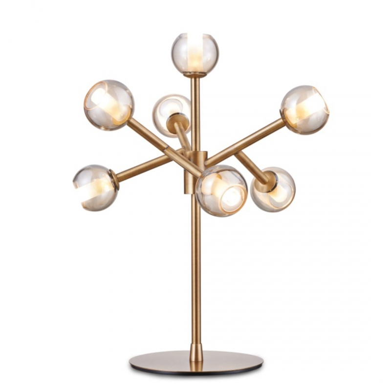 Modern metal branched glass globe chandelier