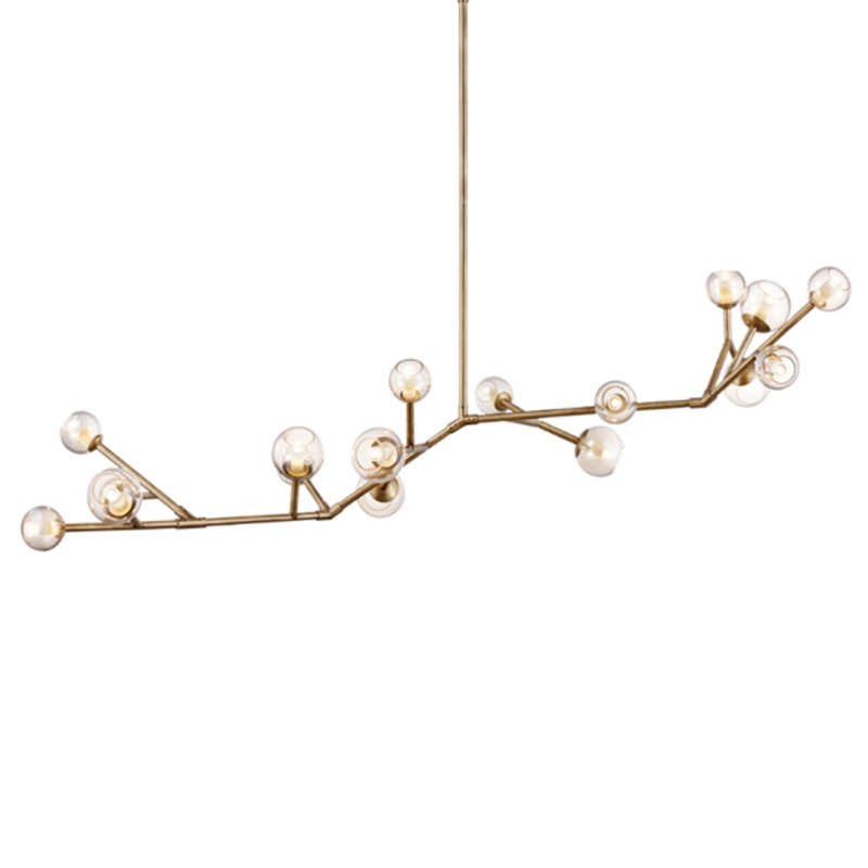 Modern metal branched glass globe chandelier