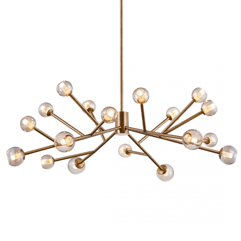 Modern metal branched glass globe chandelier