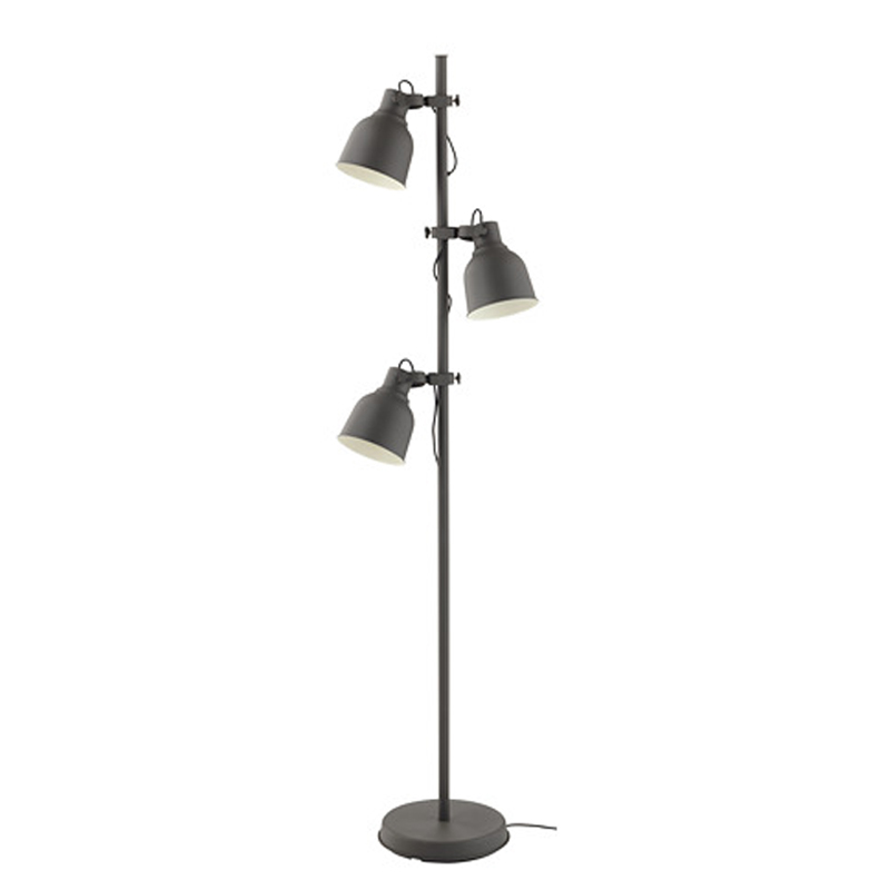 Floor lamp with three heads, dark grey