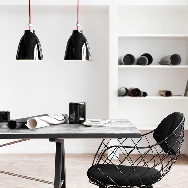 Black high-gloss lacquered steel chandelier