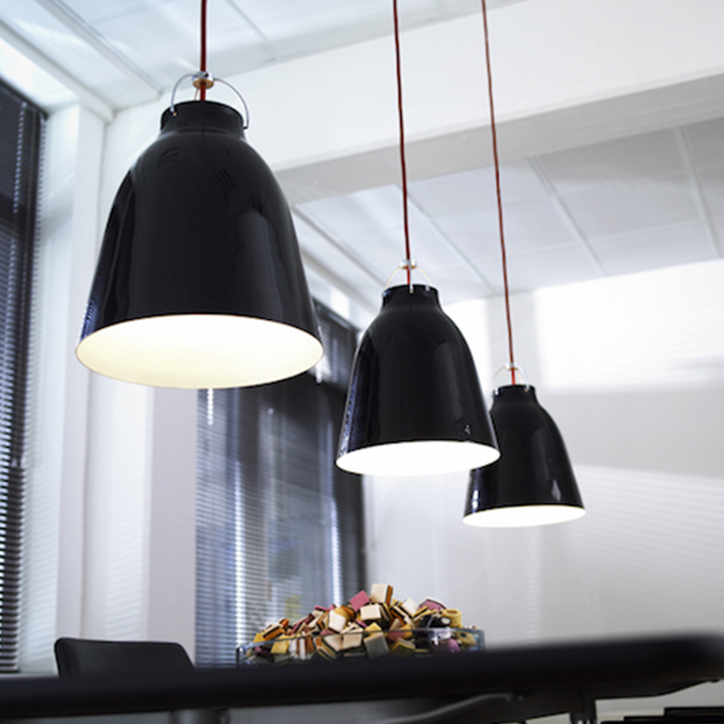 Black high-gloss lacquered steel chandelier